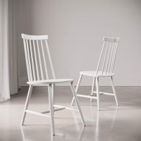 Set of 2 White Solid Wood Spindle Back Dining Chairs - Cami Set of 2 White Solid Wood Spindle Back Dining Chairs - Cami