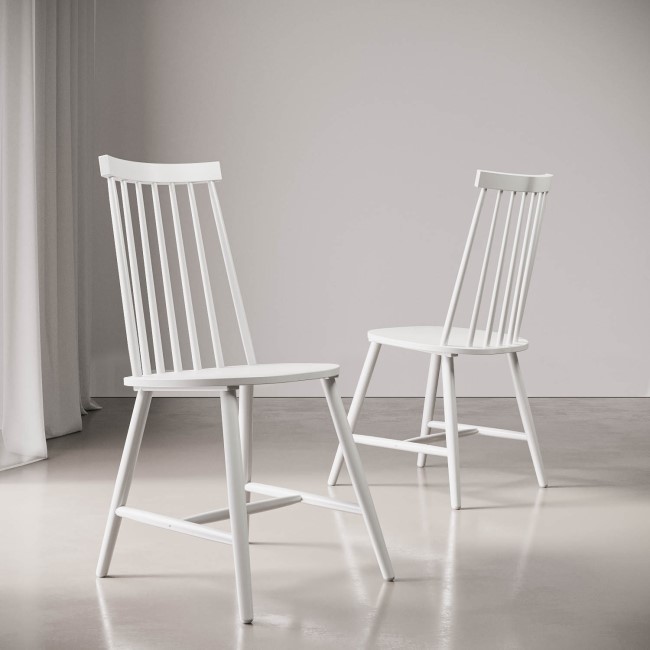 Set of 2 White Wooden Spindle Dining Chairs - Cami