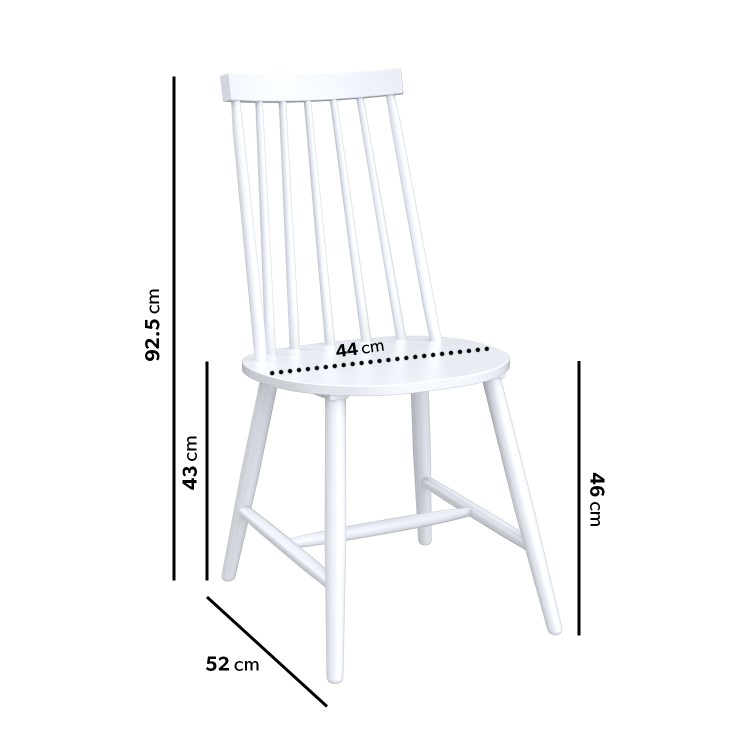 Set of 2 White Solid Wood Spindle Back Dining Chairs - Cami