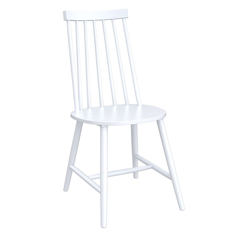Set of 2 White Solid Wood Spindle Back Dining Chairs - Cami