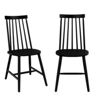Set of 2 Black Wooden Spindle Dining Chairs - Cami Set of 2 Black Wooden Spindle Dining Chairs - Cami