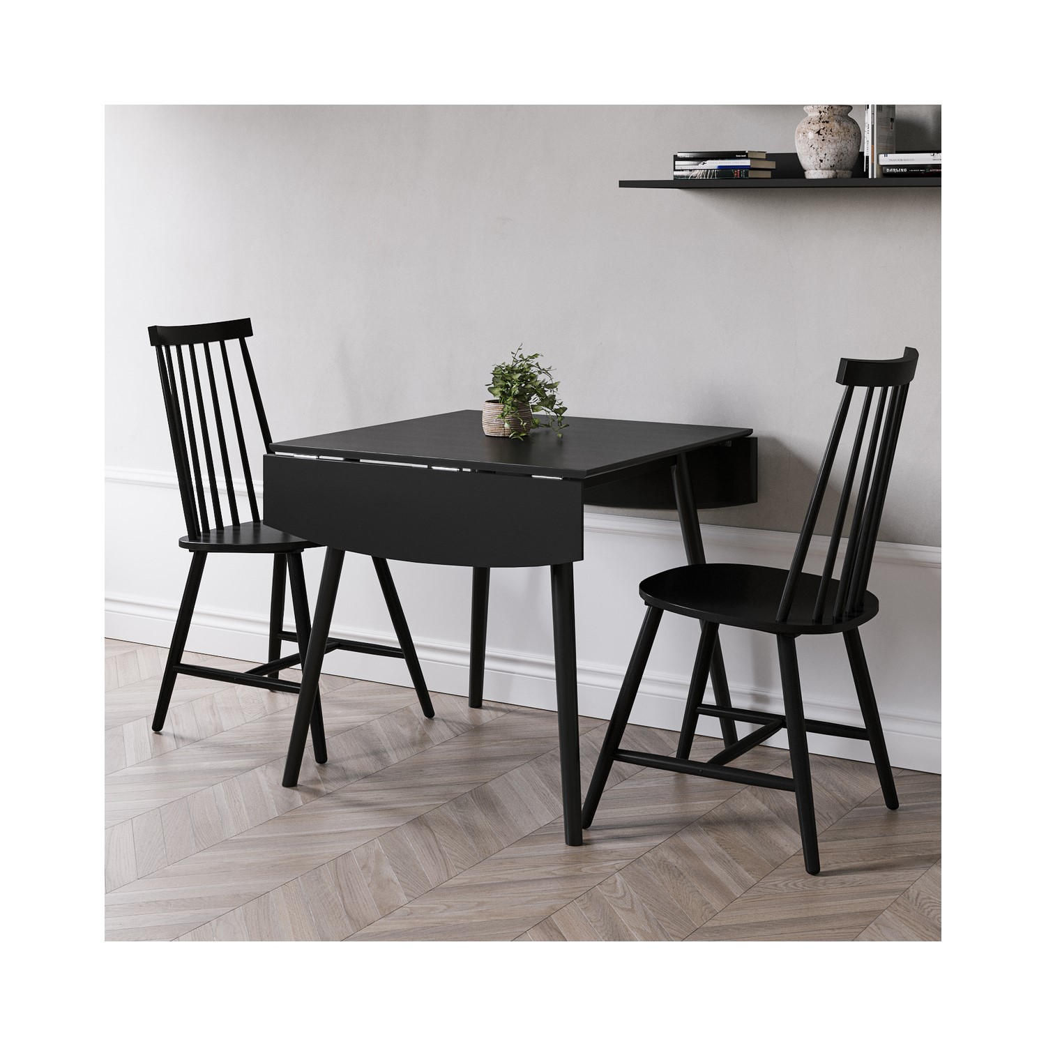 Set of 2 Black Wooden Spindle Dining Chairs Cami BuyItDirect.ie