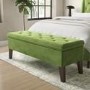 Cushioned End-of-Bed Ottoman Storage Bench in Green Velvet - Cameron