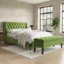 Cushioned End-of-Bed Ottoman Storage Bench in Green Velvet - Cameron