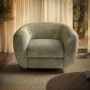 Sage Green Chenille Round Swivel Armchair - Celine