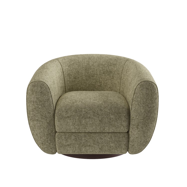 Sage Green Chenille Round Swivel Armchair - Celine