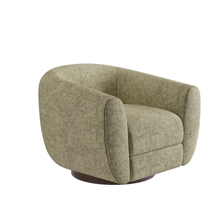 Sage Green Chenille Round Swivel Armchair - Celine