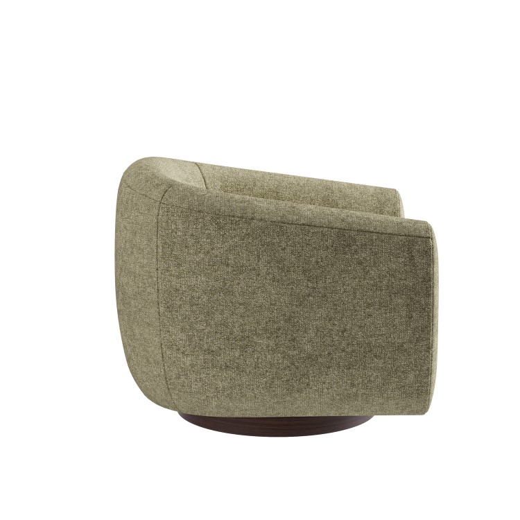 Sage Green Chenille Round Swivel Armchair - Celine