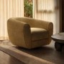 Caramel Brown Chenille Round Swivel Armchair - Celine