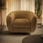 Caramel Brown Chenille Round Swivel Armchair - Celine