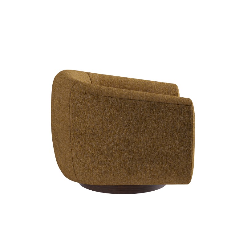 Caramel Brown Chenille Round Swivel Armchair - Celine