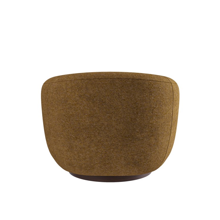Caramel Brown Chenille Round Swivel Armchair - Celine
