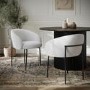 Set of 2 White Boucle Upholstered Dining Chairs - Cora