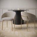 COA003 Set of 2 Mink Upholstered Dining Chairs with Brass Legs - Cora