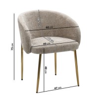ALMOST PERFECT - Set of 2 Mink Upholstered Dining Chairs with Brass Legs - Cora
