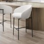ALMOST PERFECT - White Boucle Upholstered Kitchen Stool - Cora