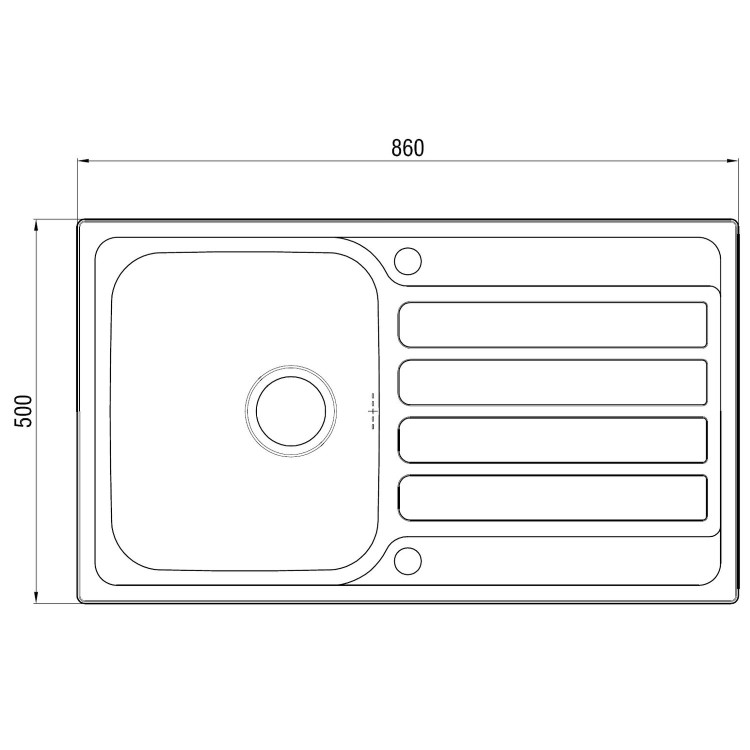 Stainless Steel 1 Bowl Reversible Kitchen Sink 860x500mm - Taylor & Moore