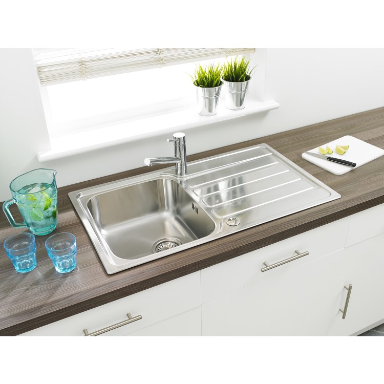 Stainless Steel 1 Bowl Reversible Kitchen Sink 860x500mm - Taylor & Moore