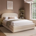 CONN001D Cream Upholstered Double Bed Frame with Storage Drawer – Connie