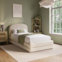 CONN001S Cream Upholstered Single Bed Frame with Storage Drawer – Connie