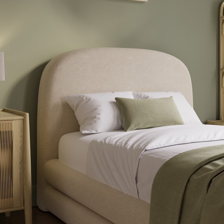 Cream Upholstered Single Bed Frame with Storage Drawer – Connie