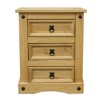 Corona Mexican 3 Drawer Bedside Table in Solid Pine 