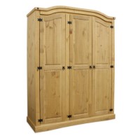 Corona Mexican 3 Door Wardrobe in Solid Pine 