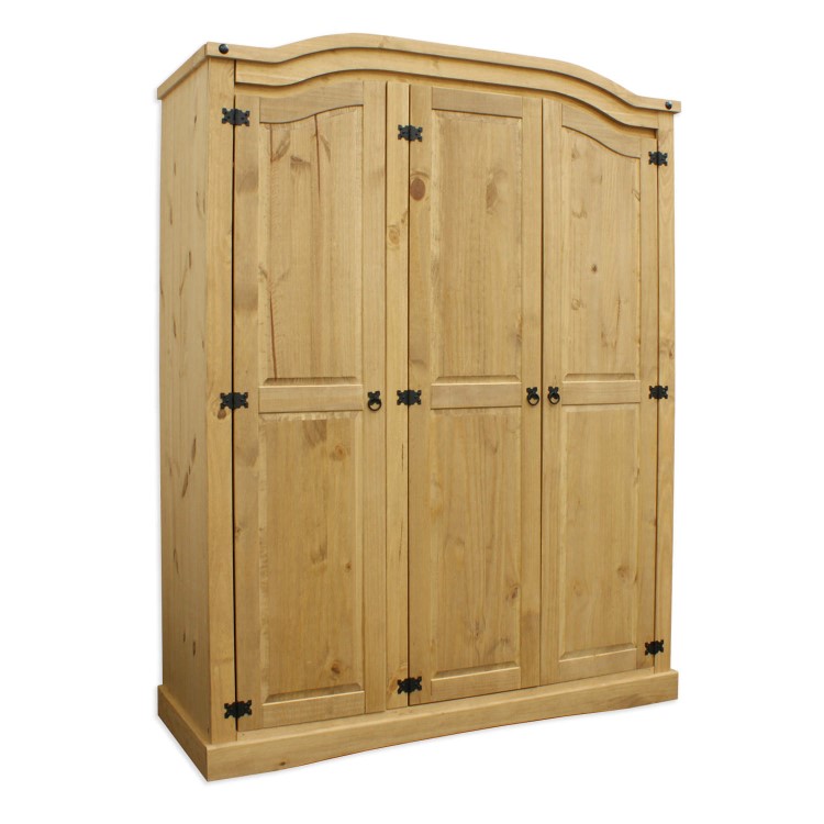 Corona Mexican 3 Door Wardrobe in Solid Pine 