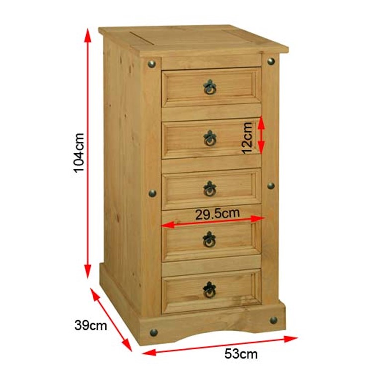 Corona Mexican Solid Pine 5 Drawer Chest