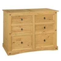 Corona Mexican Solid Pine Chest of Drawers with 6 Drawers