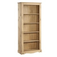 Corona Solid Pine Bookcase - 6ft Tall Bookshelf with 5 Shelves
