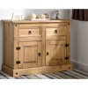 Seconique Corona Pine Sideboard with 2 Doors &amp; 2 Drawers with Black Handles