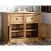 Seconique Corona Pine Sideboard with 2 Doors &amp; 2 Drawers with Black Handles