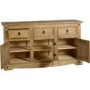 Seconique Corona Pine Sideboard with 3 Doors &  3 Drawers with Black Handles