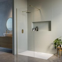 1200mm Brushed Brass Shower Screen for Wetroom & Walk In Shower - Corvus