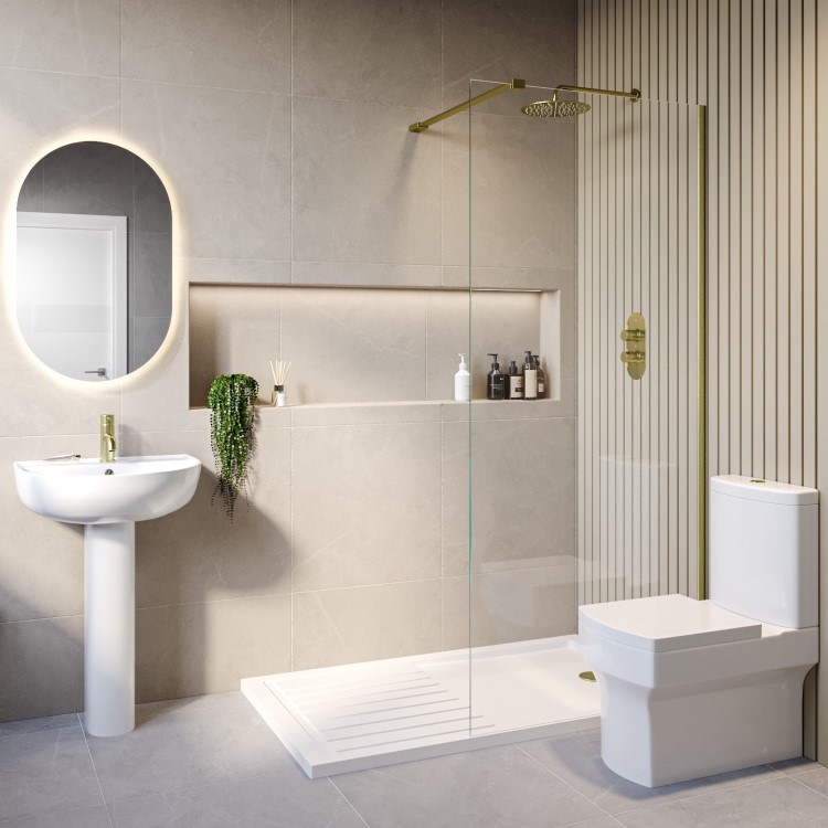 1200mm Brushed Brass Shower Screen for Wetroom & Walk In Shower - Corvus