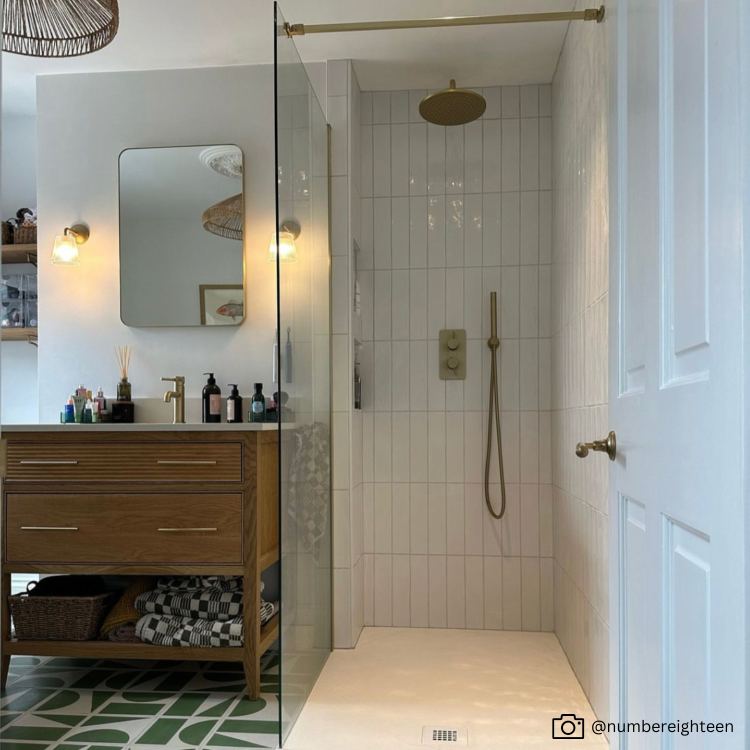 1200mm Brushed Brass Shower Screen for Wetroom & Walk In Shower - Corvus