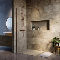 1000mm Brushed Bronze Shower Screen for Wet Room & Walk In Shower - Corvus