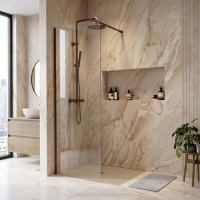 800mm Brushed Bronze Shower Screen for Wet Room & Walk In Shower - Corvus