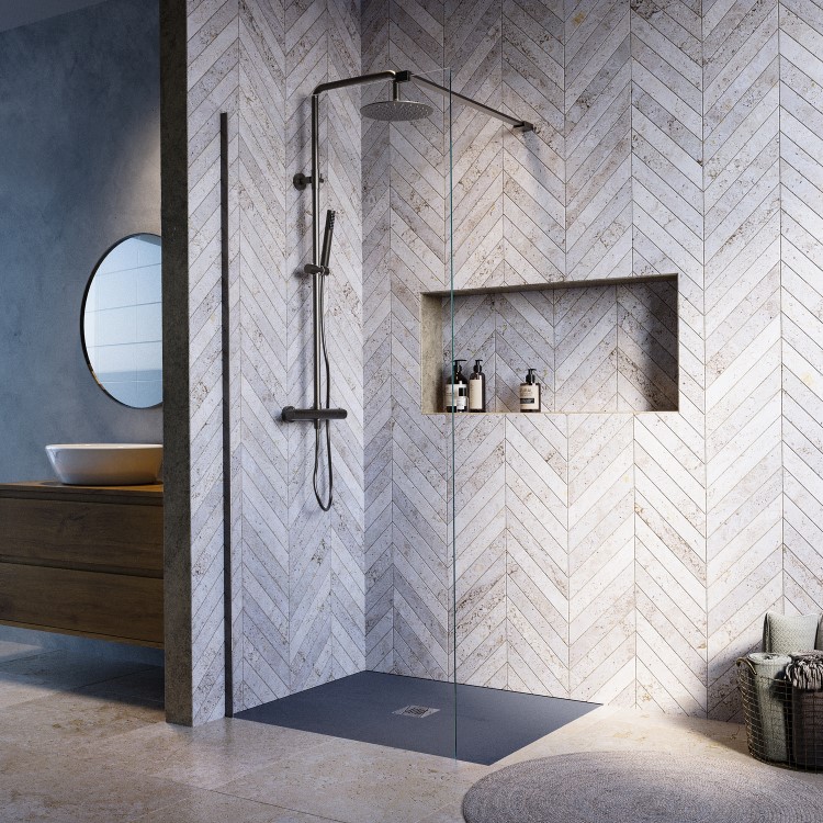 1000mm Gunmetal Shower Screen for Wet Room & Walk In Shower – Corvus