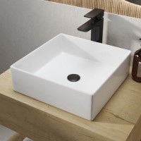 GRADE A1 - White Square Countertop Basin 350mm - Corey