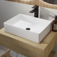ONLY OPENED - White Rectangular Countertop Basin 450mm - Corey