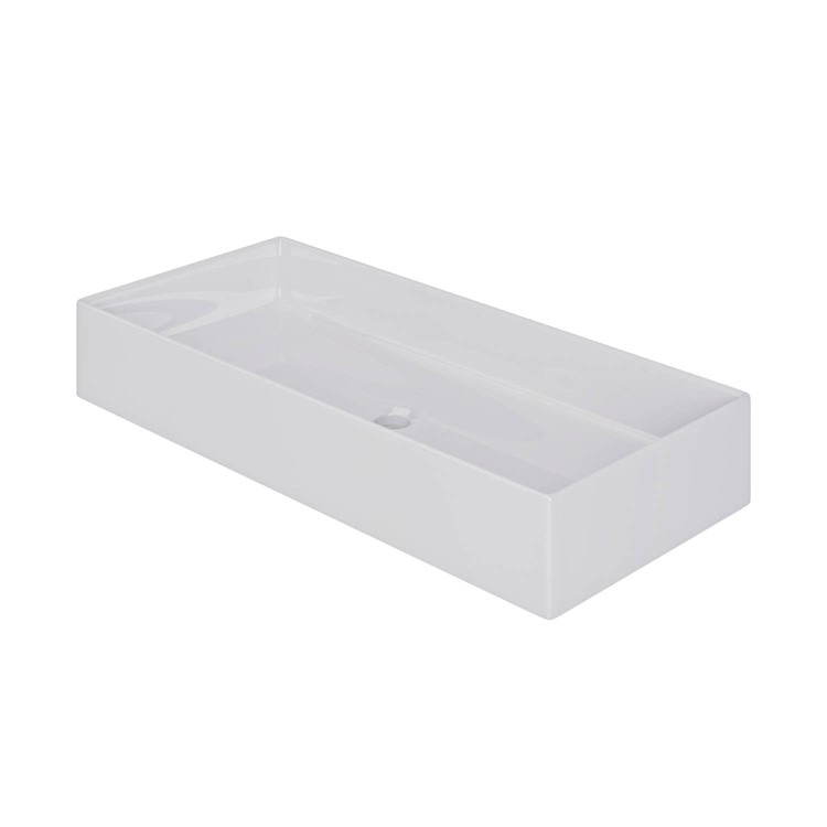 ONLY OPENED - White Rectangular Countertop Basin 800mm - Corey