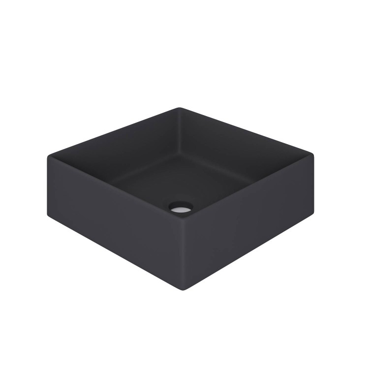 ONLY OPENED - Matt Black Square Countertop Basin 350mm - Corey