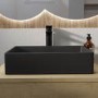 ONLY OPENED - Matt Black Rectangular Countertop Basin 450mm - Corey