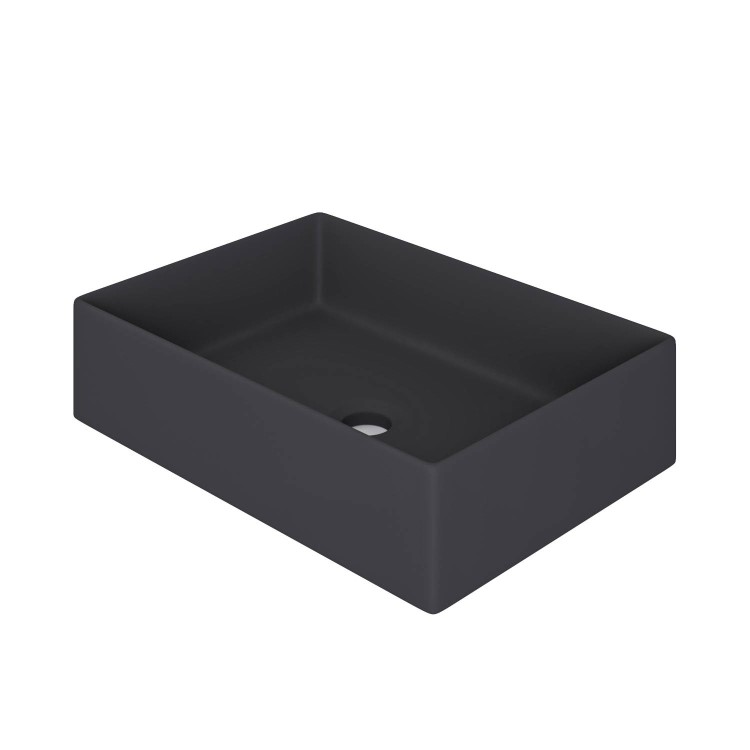 ONLY OPENED - Matt Black Rectangular Countertop Basin 450mm - Corey