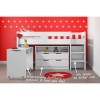 Cosmo Mid Sleeper Bed in White with Pull Out Desk