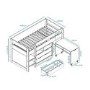 Cosmo Mid Sleeper Bed in White with Pull Out Desk