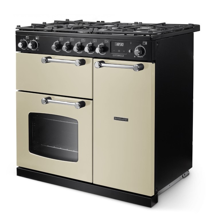 Rangemaster Cotswold 90cm Dual Fuel Range Cooker - Pale Cream