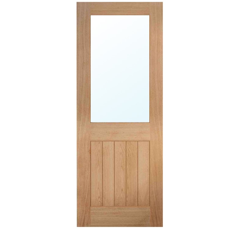 Internal Oak Half-Glazed Cottage Door with Clear Glass - Pre-Finished - 1981 x 838 x 35mm - Mexicano - Dalby